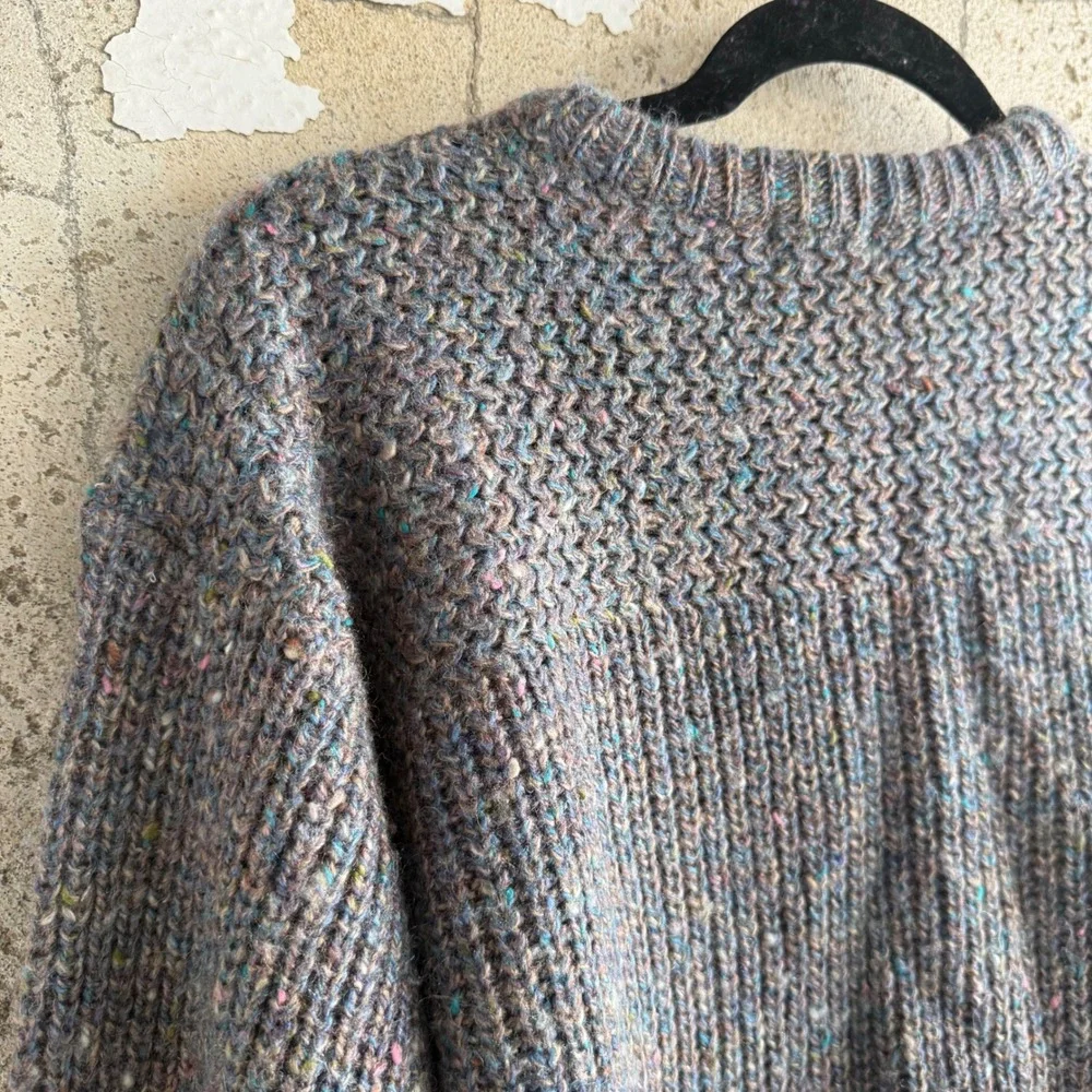 Vtg Chunky Knit Sweater Speckled Confetti Fleck Wool Blend Grandpacore‎ Mens M